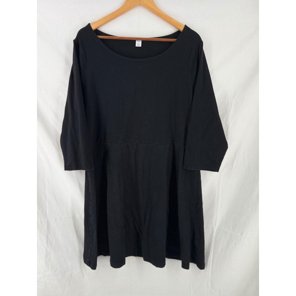 Old‎ Navy XXL Black Fit & Flare Dress 3/4 Sleeve Scoop Neck Knit Cotton Blend